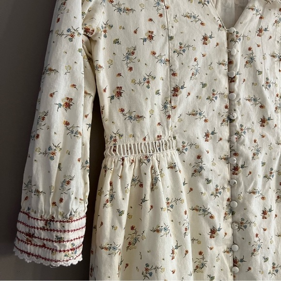 .Object Breeze Short Dress Linen Blend Lace Cottage Core Prairie Floral Sz 38/S - Picture 6 of 16